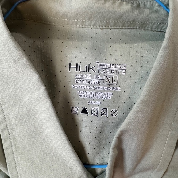 HUK Men's Tide Point Solid Long Sleeve Shirt Size XL - Green - Picture 5 of 5